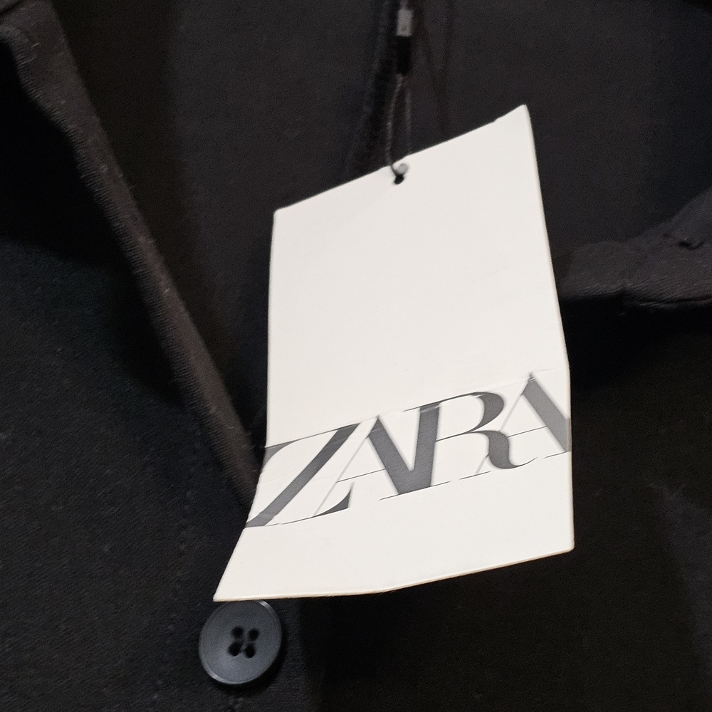 Zara Black Pleated Button-Down Mini Dress Size XL {Bx22} - Picture 2 of 11
